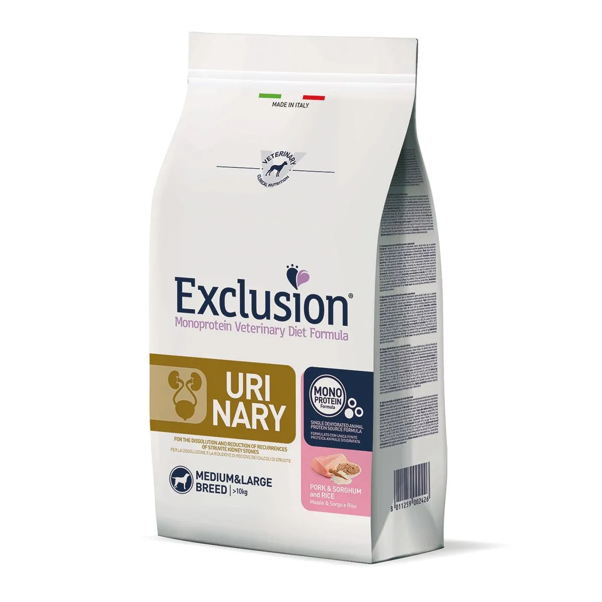 Exclusion Urinary Medium Large Breed Maiale e Sorgo 12kg Exclusion Urinary Medium Large Breed Maiale e Sorgo 12kg